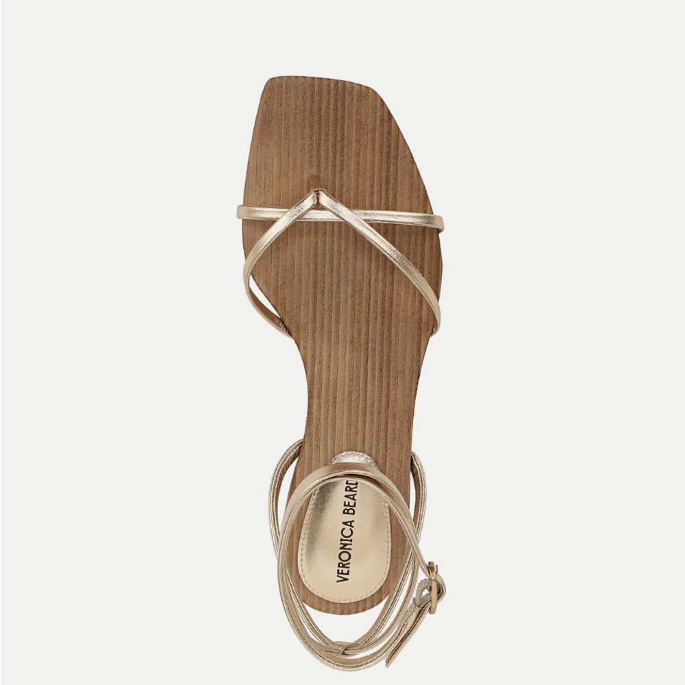 NIB Veronica Beard Allegra Sandal, light gold, size 9 - Picture 2 of 11
